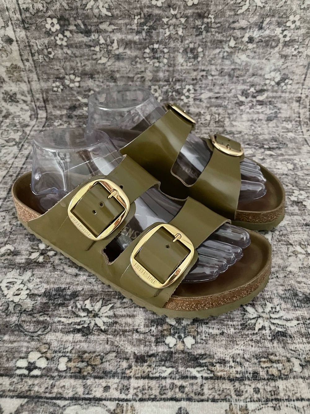 Birkenstock Big Buckle High Shine Leather Green Size 39 Regular Width - Picture 5 of 10